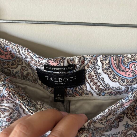 Talbots The Perfect Crop Paisley Pattern Ankle Length Pants Women's Petite 4P - Picture 3 of 10